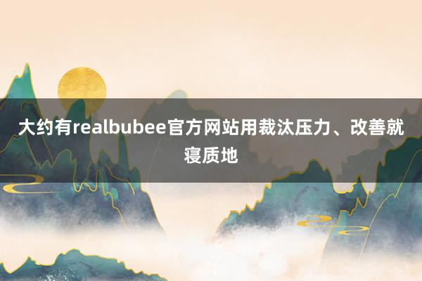 大约有realbubee官方网站用裁汰压力、改善就寝质地